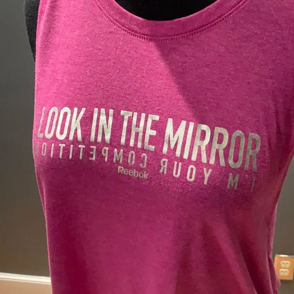 Reebok raspberry tank with silver front graphic, medium - Picture 1 of 8
